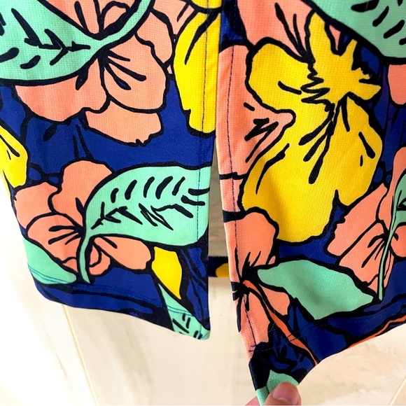 NWT Zara Trafaluc Blue Yellow Green Floral Bodycon Sleeveless Dress Sz S - Picture 6 of 6